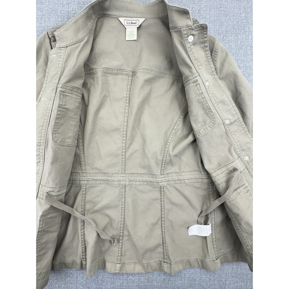 LL Bean Women's Classic Utility Cargo Jacket Beige. Sz Small Reg Cotton Spandex - Picture 3 of 9
